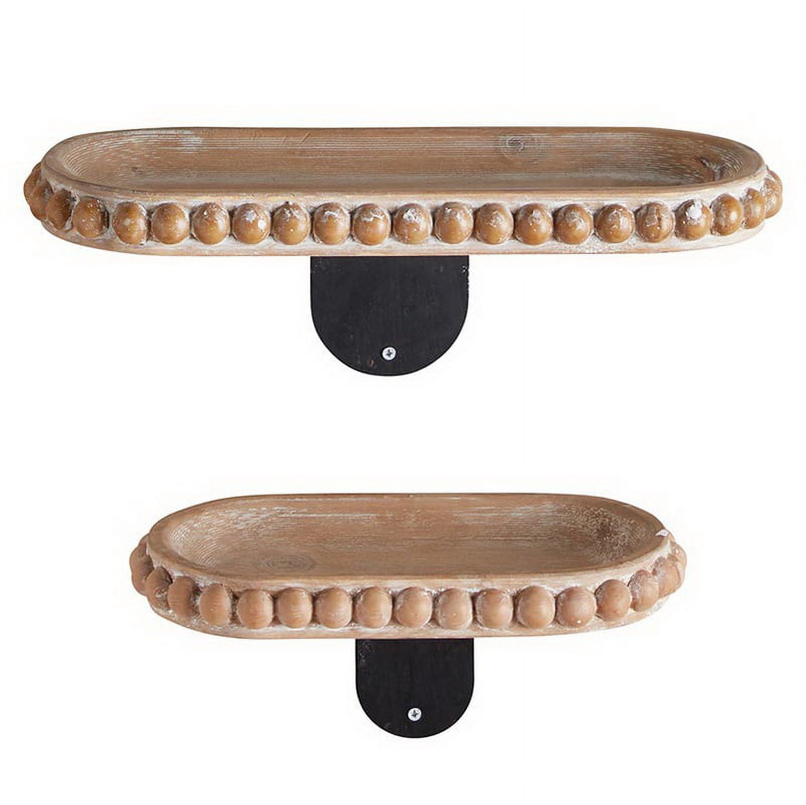Rustic Round Light Brown MDF Floating Wall Shelves - Set of 2