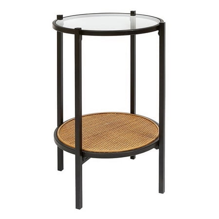 47th & Main CMR897 Glass Rattan Accent Table