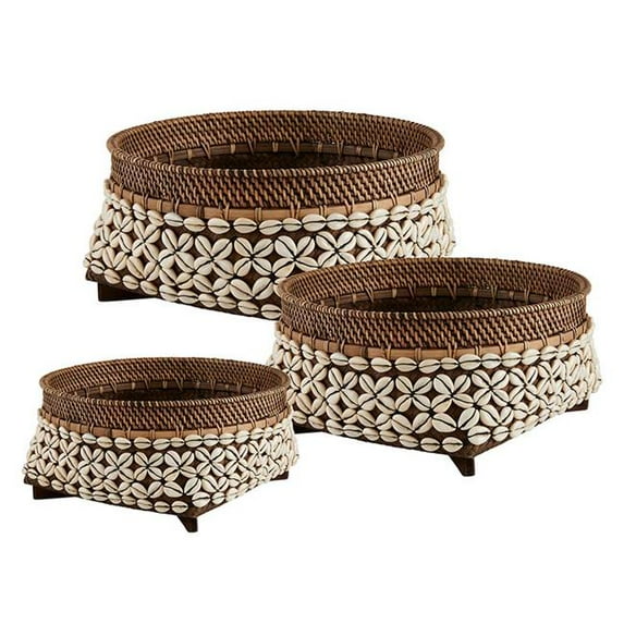 47th & Main DMR650 Rattan Cowrie Basket S/3