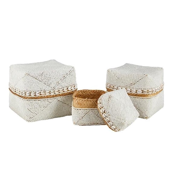 47th & Main DMR651 White Beaded Baskets - Set of 3