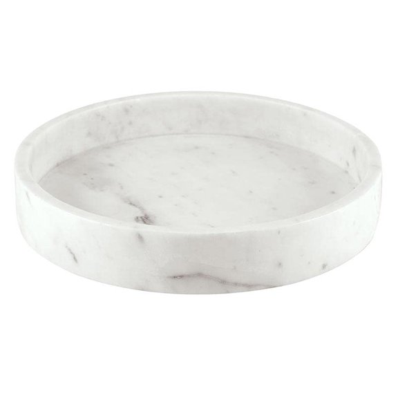 47th & Main Marble Pillar Candle Holder Tray Candleholder, Large, White Y101