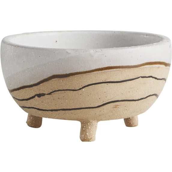 47th & Main Rustic Footed Terracotta Planter Flower Pot for Succulents and Small Plants, 7" Diameter, Earth Tones