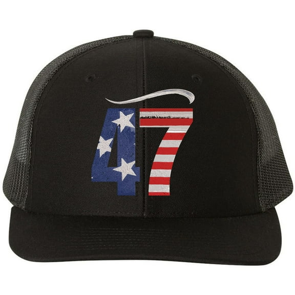 47th President of America Embroidered Trucker Hat Trump American Flag Mesh Back Unisex Cap MAGA Hat for Trump Supporters