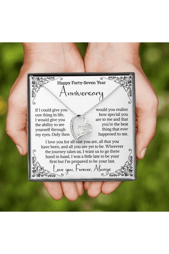 47th Wedding Anniversary Wife Forever Love Necklace Gold Anniversary Romantic Jewelry, Gold Forever Love Necklace