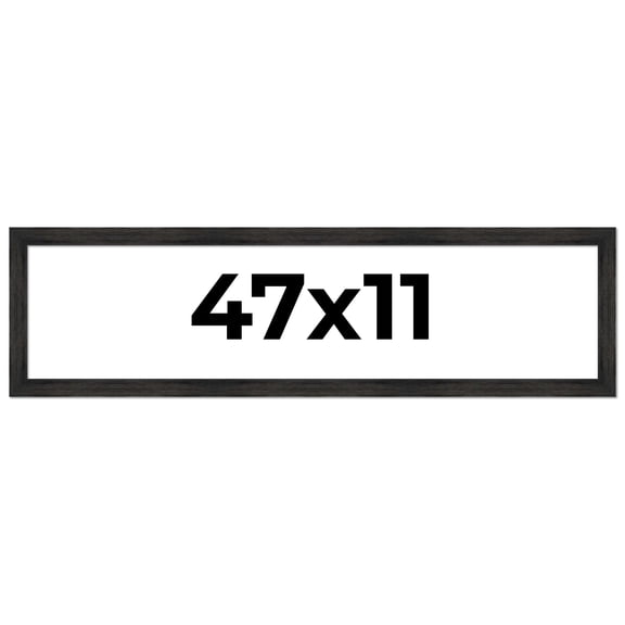 47x11 Frame Black Rustic Barnwood Solid Wood Picture Frame | 1.5 Inch Moulding Width | Includes UV