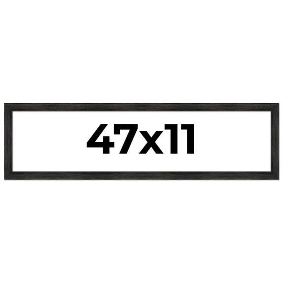 47x11 Frame Black Rustic Barnwood Solid Wood Picture Frame | 1.5 Inch Moulding Width | Includes UV