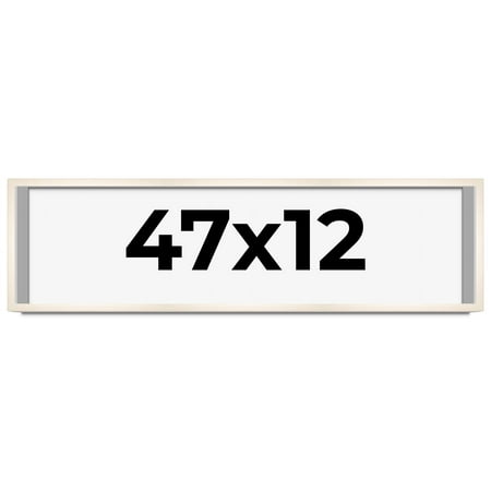 47x12 Frame White Wash Solid Wood Picture Frame | 0.8125 Inch Moulding Width | Includes UV Acrylic
