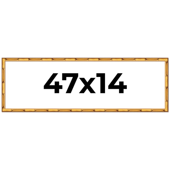 47x14 Frame Gold Bamboo Picture Frame - Complete Modern Photo Frame Includes UV Acrylic Shatter