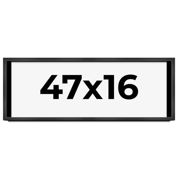 47x16 Frame Black Charcoal Grey Wood Textured Picture Frame | 0.75 Inch Moulding Width | Gunmetal