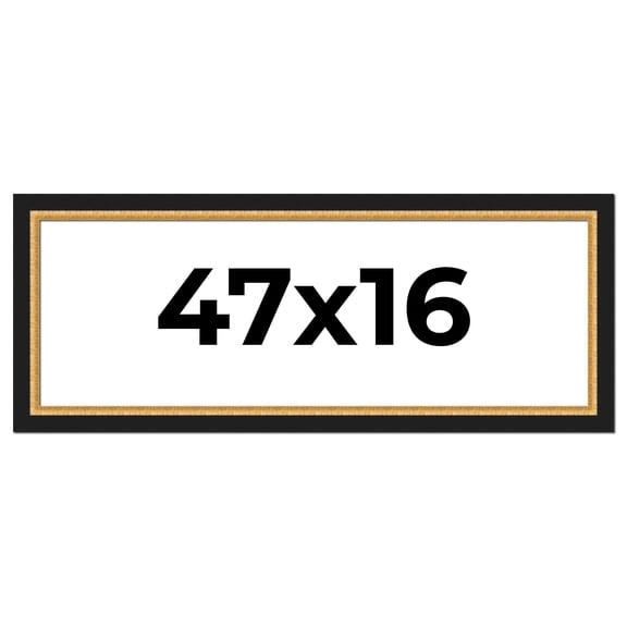 47x16 Frame Gold Real Wood Picture Frame Width 2.25 Inches | Interior Frame Depth 0.5 Inches |