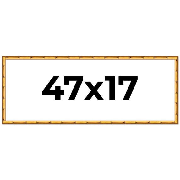 47x17 Frame Gold Bamboo Picture Frame - Complete Modern Photo Frame Includes UV Acrylic Shatter