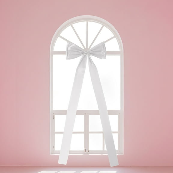 47x190cm Giant Bow Decoration – Oversized White Satin Ribbon Bows for Wedding, Christmas Tree Topper, Party Backdrop, Baby Shower & Event Decor