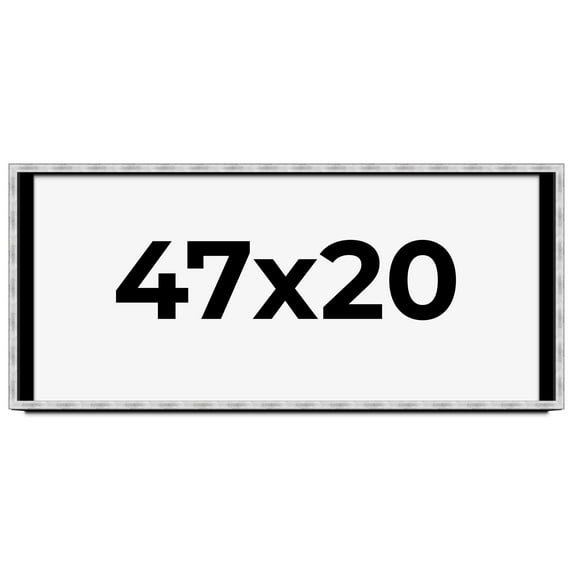 47x20 Frame Brushed Silver Solid Wood Picture Frame | 0.75 Inch Moulding Width | Rabbet Depth 0.75