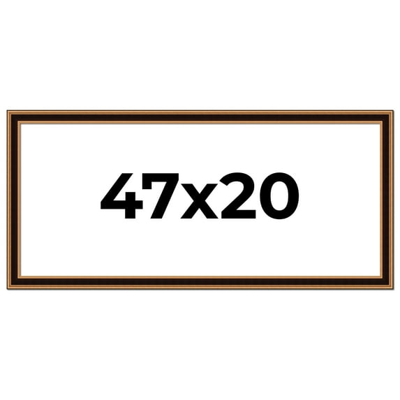 47x20 Frame Gold Brown Plein Air Vintage Solid Wood Picture Frame | 1.75 Inches Moulding Width |