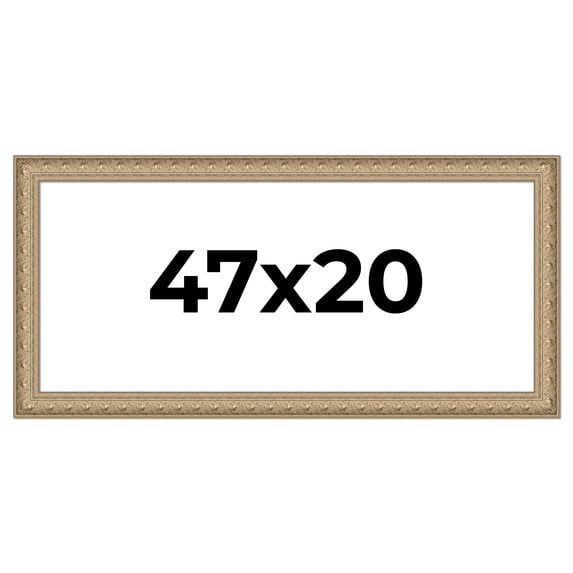 47x20 Frame Ornate Silver Beaded Solid Wood Picture Frame Width 2.5 Inches | Interior Depth 1