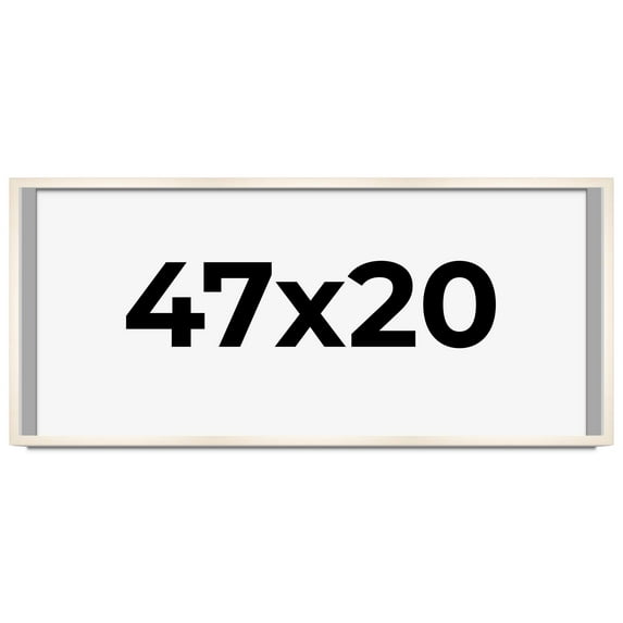 47x20 Frame White Wash Solid Wood Picture Frame | 0.75 Inch Moulding Width | Includes UV Acrylic