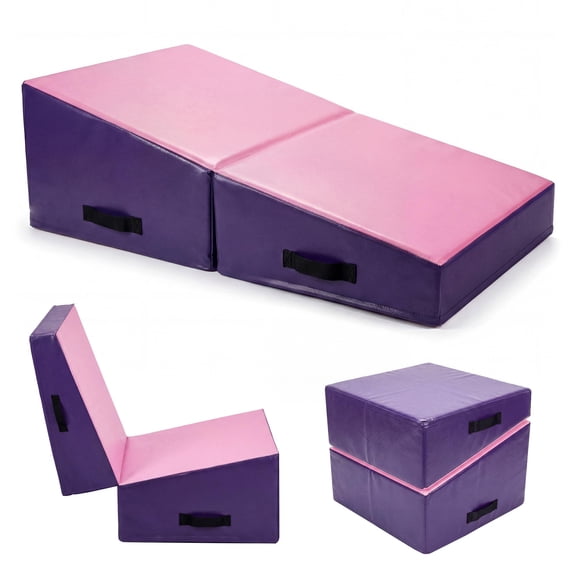 47x23x13" Incline Gymnastics Cheese Mat, Foldable Tumbling Backbend Trainer with High-Density Foam & Waterproof PU Cover