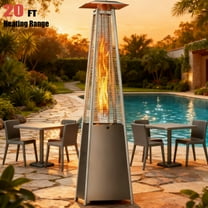 48,000 BTU Outdoor Heater, Freestanding Patio Heater with Wheels and Temperature Adjustable Knob, Heavy Duty Propane Patio Heater for Backyard, Deck, Porch, Commercial & Residential Use, Black