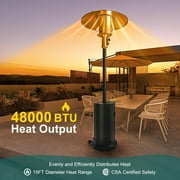 48,000 BTU Patio Heater for Outdoor Use,Stainless Steel Burner with Wheels,Heat Lamp,Outdoor Patio Heater for Home and Commercial