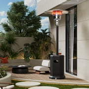 50,000 BTU Propane Patio Heater, Outdoor Heater with Table Design, 2025 Upgrade Stainless Steel Burner, and Wheels, Portable Heater for Home and Commercial, Gray
