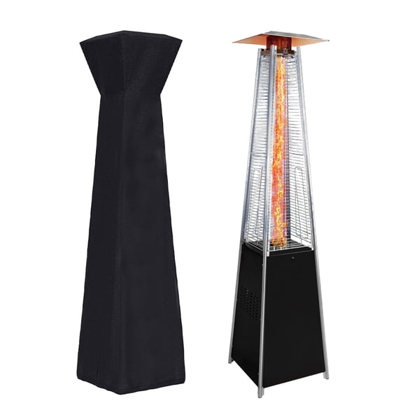 48,000 BTU Pyramid Patio Heater Outdoor, Protective, with Detachable Wheels & Flame Tower with Quartz Glass Tube, for Porch, Backyard, Garden