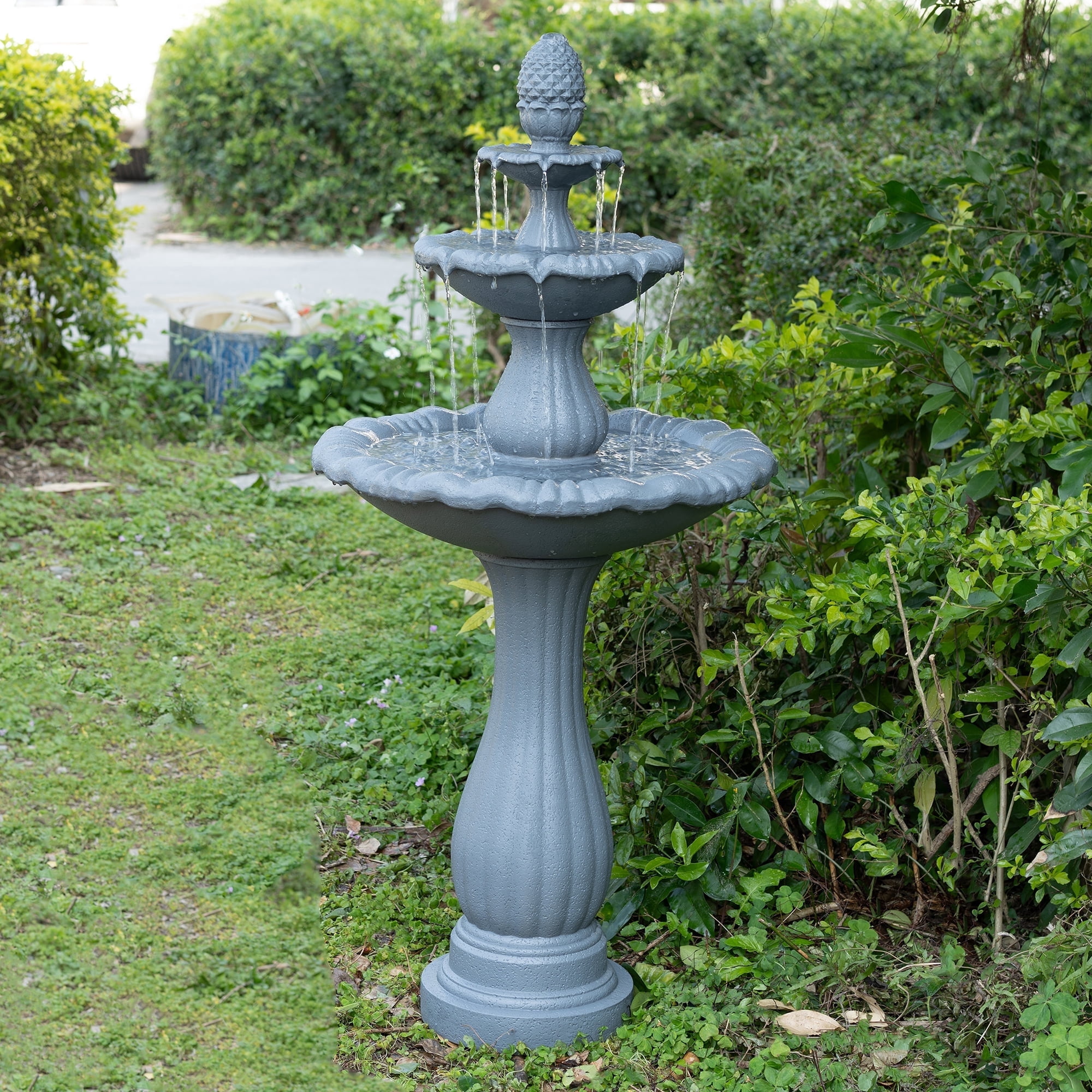 48.03" Outdoor Water Fountain, 3-Tiers water feature Outdoor Freestanding Waterfall Fountains for Garden, Patio