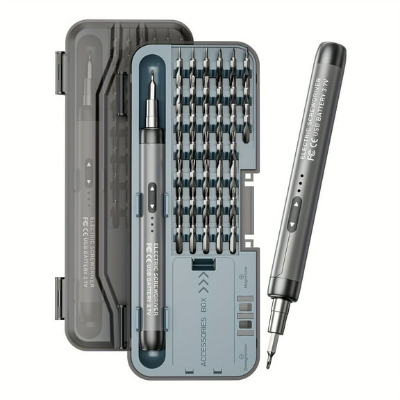 48 in 1 Cordless Electric Screwdriver Set - USB Rechargeable Lithium Battery with 38 Magnetic Precision Bits for Phone/Laptop/Camera/Watch/Computer Repair
