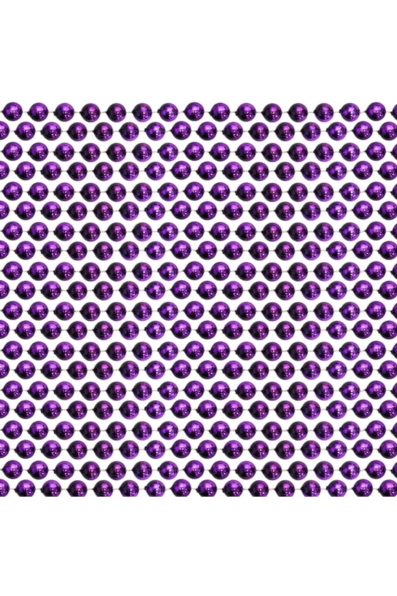 48" 12mm Round Metallic Purple Mardi Gras Beads - Dozen (12 Necklaces)