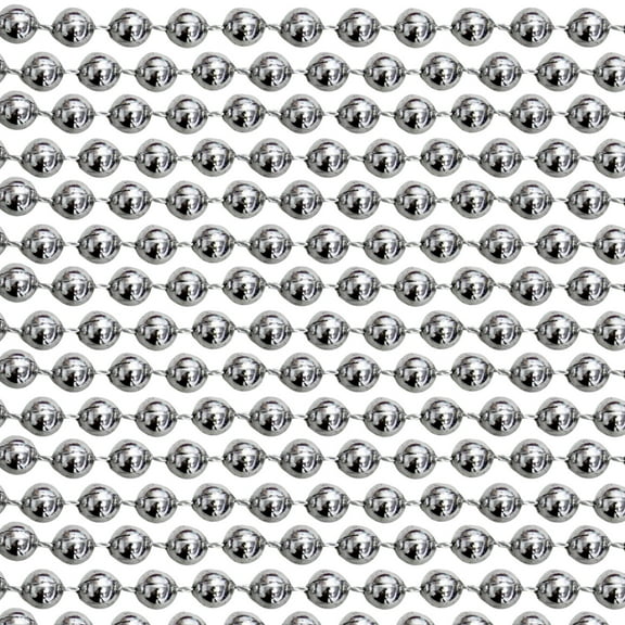 48" 14mm Round Metallic Silver Mardi Gras Beads