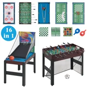48'' 16 in 1 Multi Game Table, Combo Game Table Set for Game Room, Multifunctional Game Table with Bow, Arrow, Basketball, Football, Hockey, Foosball, Shuffleboard, Ping Pong, Chess, Checker, Bowling