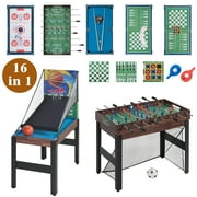 48'' 16 in 1 Multi Game Table, Combo Game Table Set for Game Room, Multifunctional Game Table with Bow, Arrow, Basketball, Football, Hockey, Foosball, Shuffleboard, Ping Pong, Chess, Checkers, Bowling