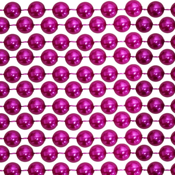 48" 20mm Round Pearl Hot Pink Mardi Gras Beads (Dozen)