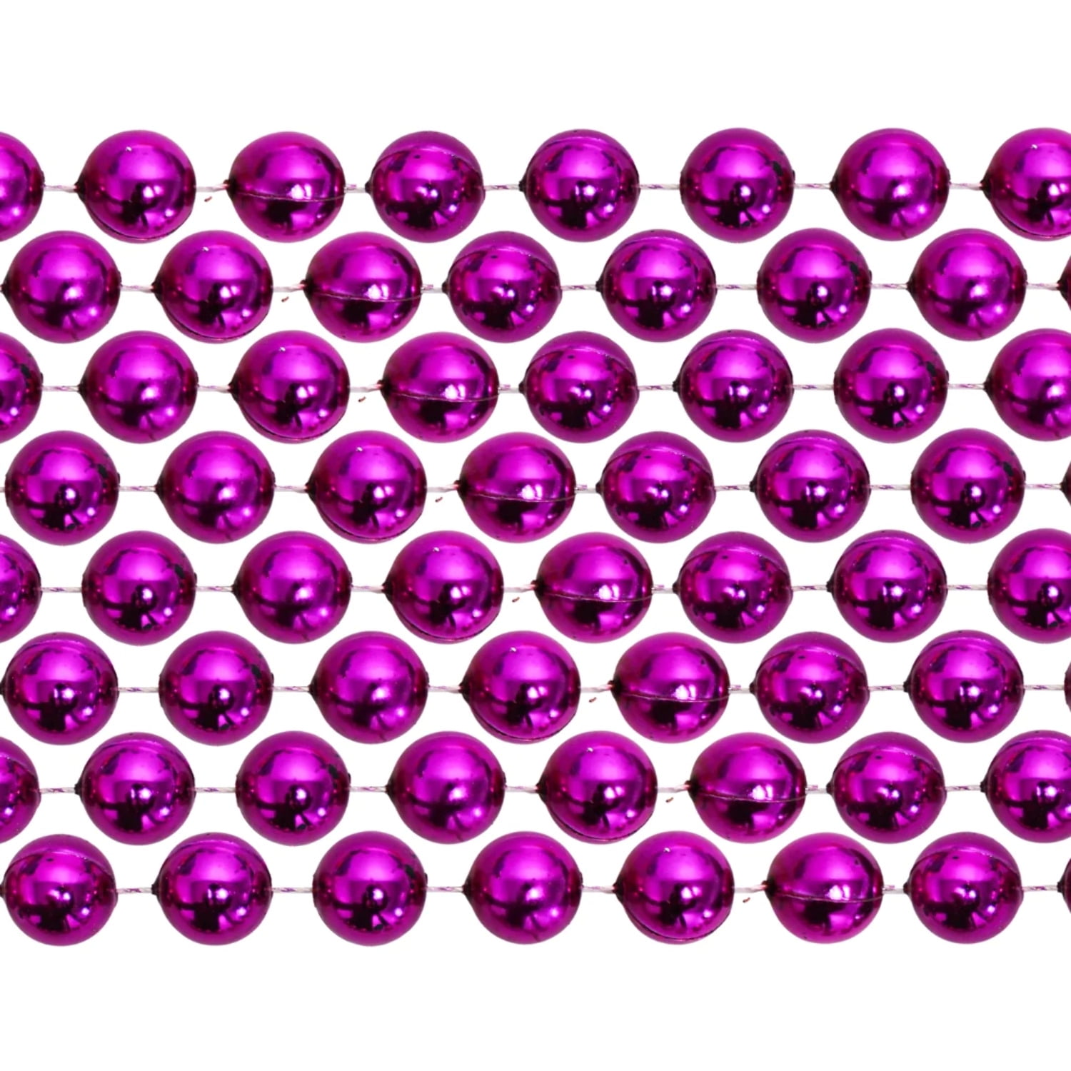 12 - Hot Pink Metallic Mardi Gras Hot Girl Beads! (One Dozen)