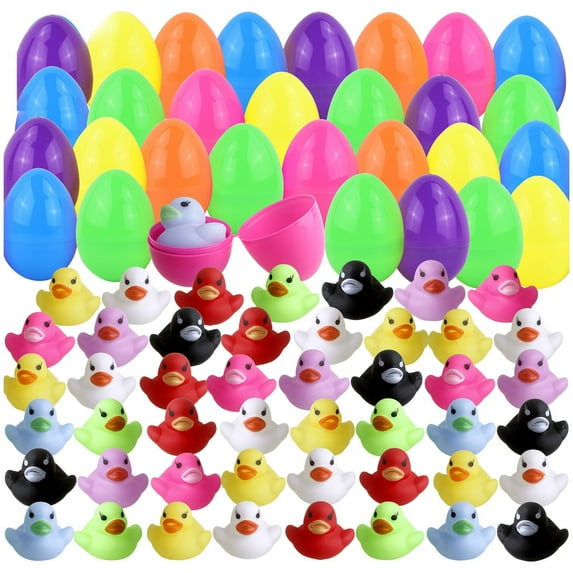 48/24/12 Pcs Prefilled Easter Theme Party Eggs With Toys Inside Basket Stuffers Egg Fillers Easter Egg Hunt Rabbit Classroom Prize Prefilled Easter Eggs With Rubber Toys