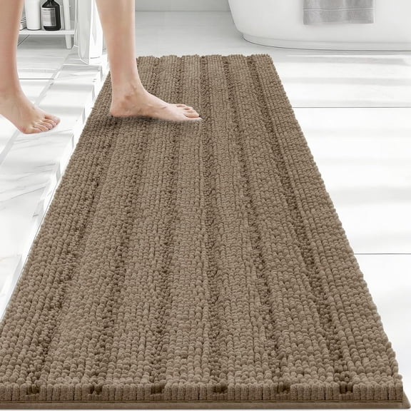 48"×24" Chenille Bath Mat – Non-Slip with Backing Bath Rug Ultra-Absorbent and Machine Washable Bathroom Mat Quick-Dry Design. Ideal for Bathroom and Tub Areas