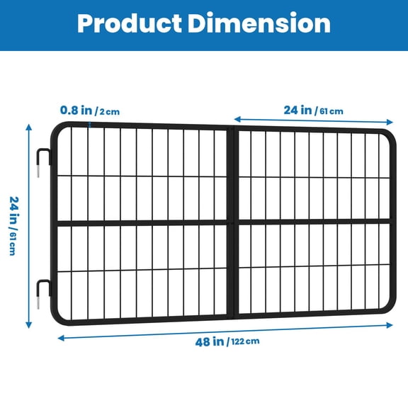 48"  24" Horse Stall Gate, Heavy Duty Steel, Two-Way Open Design, Black Metal Fence Gate, Sturdy Barn Door for Equine Stalls & Farm Use