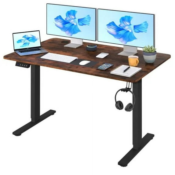 48*24In Computer Desk ,Electric Standing Desk ,T-shape with Headphone Hook Gaming Table ,Computer Desk That Raises Up and Down Adjustable Height Computer Desk Home Office Desks,