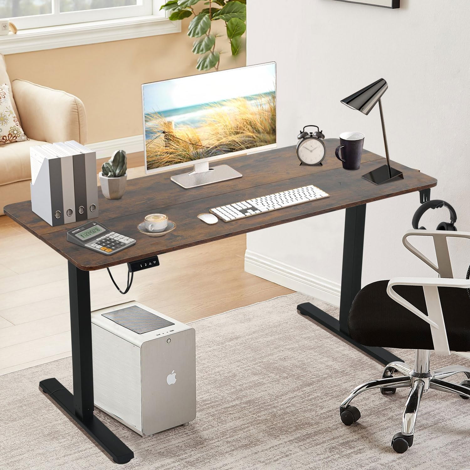 48*24In Computer Desk ，Electric Standing Desk ，Tshape with Headphone
