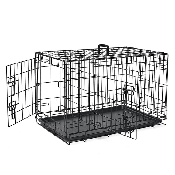 ABC Pet Folding Metal Dog Crate, Durable Double-Door Wire Pet Kennel with Leak-Proof Tray,48x30x32.7inch