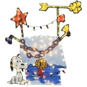 48" 2D Prelit Yard Art Snoopy Decorated Dog House Peanuts Christmas Decoration