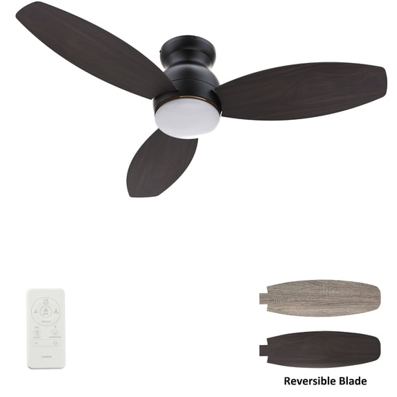 48" 3-Blades Black/Gray Wifi Ceiling Fan with Remote and Dimmable Light, Timer/Schedule