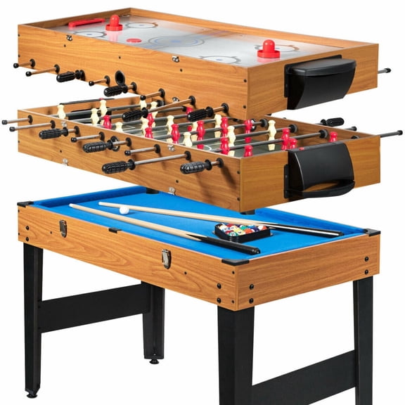 48" 3-in-1 Multi Combo Football Billiards Pool Hockey Game Table