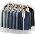 thumbnail image 1 of 48" All Clear Garment Bags for Hanging Clothes, 5 Packs Suit Bags for Closet Storage, Plastic Waterproof Suit Cover Bags with Zipper for Coats, Jackets, Dresses (Set of 5), 1 of 5
