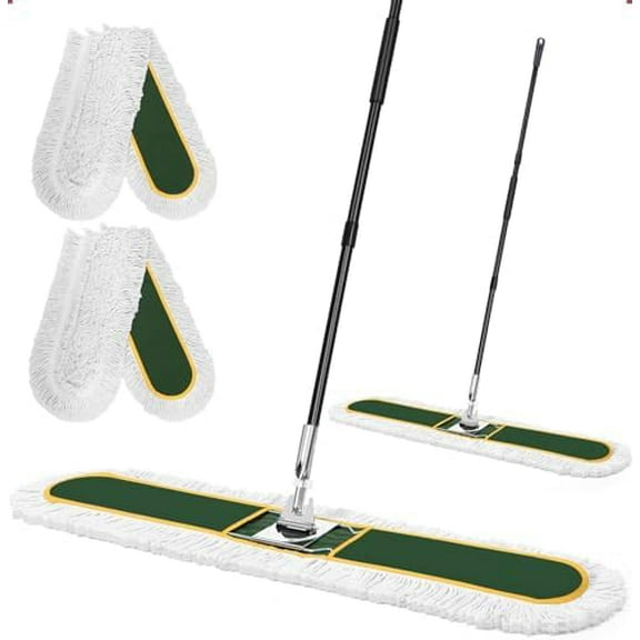 48" Commercial Industrial Dust Mop, Heavy Duty Floor Sweeper for Floor Cleaning with Replacement Mops Pads, Large Wet Dry Mop for Office Garage Hardwood Warehouse Factory Mall