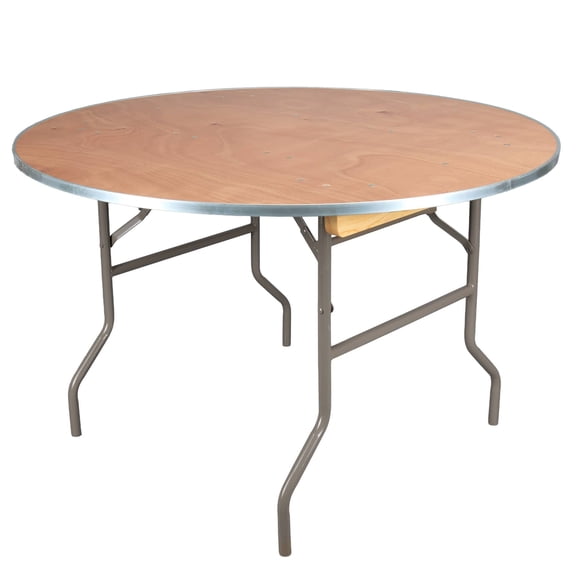 48" (4 Foot) Round Heavy Duty Gray Plywood Folding Banquet Table by Chivari
