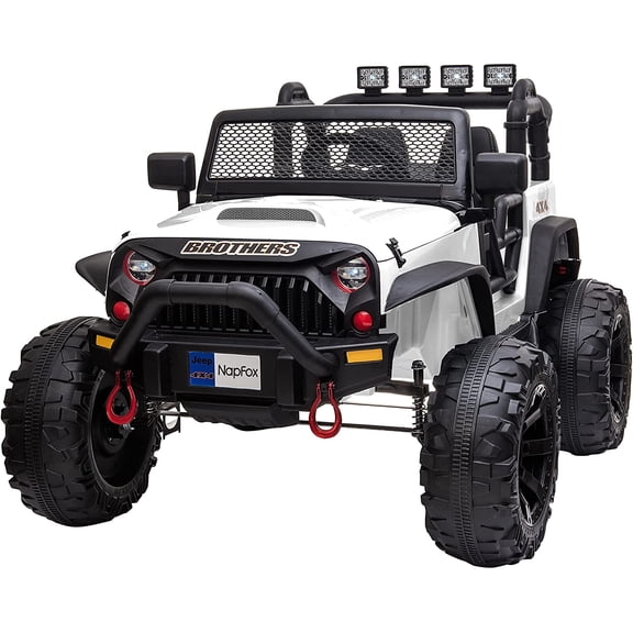 48.4" Large Ride On Car for Kids, Battery Powered Electric Car with 2 Seats, Remote Control, 14" Large Suspension Wheels, White