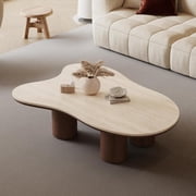 48.42" Cloud Coffee Table for Living Room, Mid-Century Modern Coffee Table with Sintered Stone Top, Unique Living Room Table Large Tea Table for Home Office