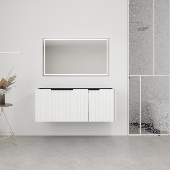 48" (46-7/8")Wall Mounted Bathroom Vanity & 3 Soft-Close Doors, KD-Packing ( Excluding Sink )