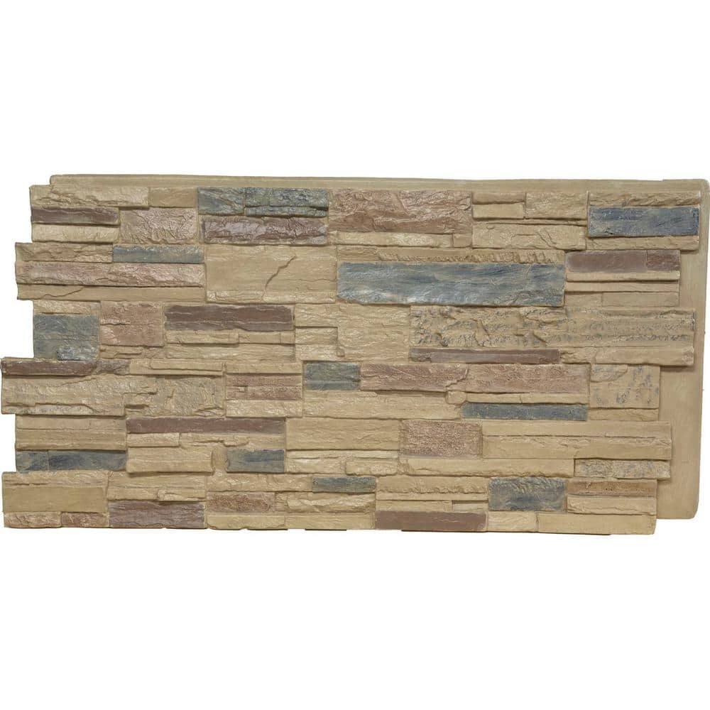 48-5/8 in. x 24-3/4 in. Cascade Stacked Stone Stonewall Faux Stone ...