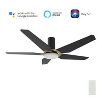 48" 5 Balde Plywood LED Modern Ceiling Fan with Remote Light for Indoor